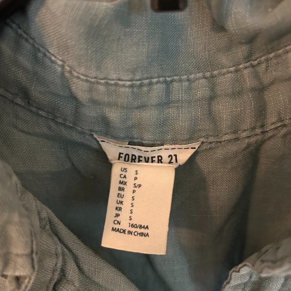 Forever 21 Button-Down Sage Green Linen Dress Size XXS-XS - Picture 3 of 3